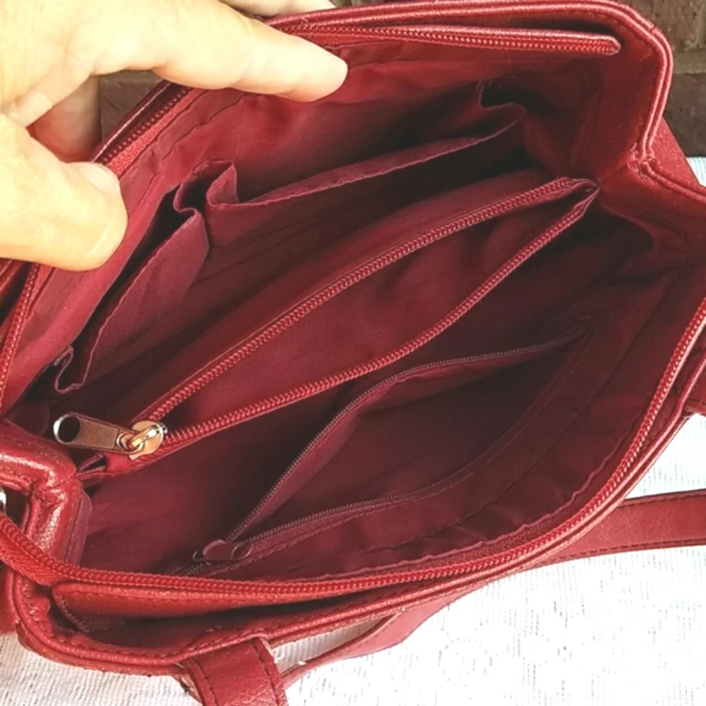 Aurielle Red Zippered Handbag - Picture 6 of 7